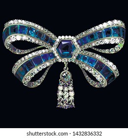 Vector Antique Bow Brooch Diamonds