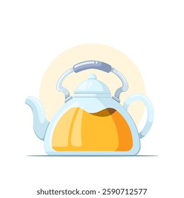 Vector Antique glass teapot with flat design style. White background