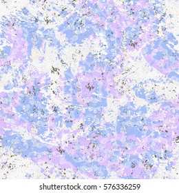 Vector antique pattern in vintage shabby chic retro style on blue pink watercolor splatter. Romantic print with wavy lines, vines, curves for spring summer fashion. Small abstract background with lace
