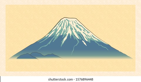 Vector Antique Style Japanese Mountain Illustration Isolated