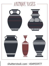 Vector antique vases isolated on white background. Vector image.