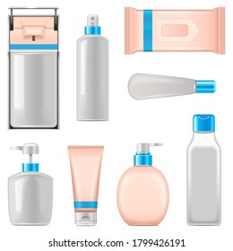 Vector Antiseptic Packaging Icons isolated on white background