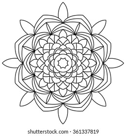 Vector anti-stress coloring book with geometric mandala.