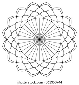 Vector ant-istress coloring book with geometric mandala.