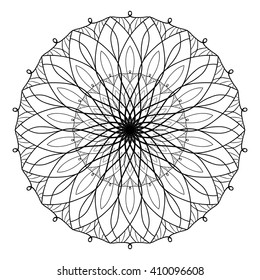 Vector antistress coloring book with geometric mandala. Coloring book for adults. Anti stress and relaxation