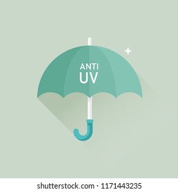 vector anti-UV umbrella  flat, isolated, sign and icon template blue and green