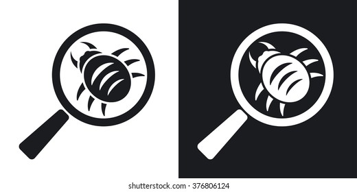 Vector antivirus scanning icon. Two-tone version on black and white background