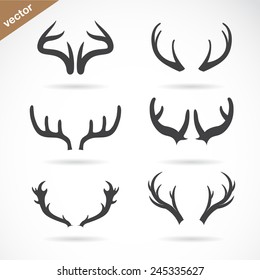 Vector antler icon set on white background