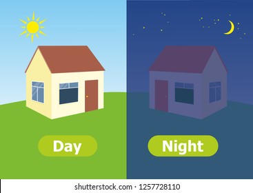 Vector Antonyms Opposites Day Night Illustrations Stock Vector (Royalty ...