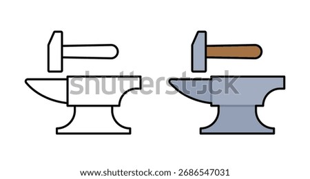 Vector Anvil and Hammer Flat Illustration