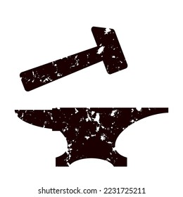 Iconos de vectores y martillo aislados en fondo blanco. Diseño de logotipos industriales.