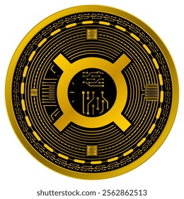 Vector of any currency symbol Digital Currency in gold and black colors on a white background.