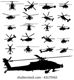 vector apache helicopter silhouettes