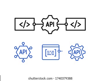 Vector API Icons. Thin Line Signs For Application Programming Interface