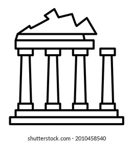 Vector Apollo Temple Outline Icon Design
