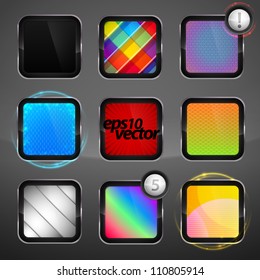 Vector app application icon glossy copyspace set group of nine eps10 glossy emblems