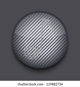Vector app circle striped icon on gray background. Eps 10