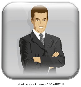 Icono de aplicación vectorial con empresario para aplicaciones web. Todas las capas están bien organizadas y son fáciles de editar