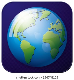 Vector app icon of Earth Globe for web applications. All layers well organized and easy to edit