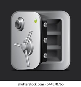 Vector app icon logo illustration of safe with open door
