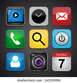 Vector App Icon Set On A Black Background