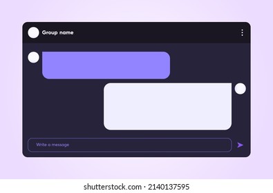 Vector app messenger chat, ui mockup chatting interface, phone sms design, write dialogue conversation
