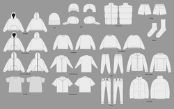 Vector Apparel Mockup Collection. Women's T-shirt Design Template. White Cap Mockup, Realistic Style. Hat Blank Template, Baseball Caps, Vector Illustration Set.