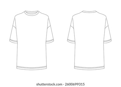Vector apparel mockup in a minimal linear style. Clean outline illustration for showcasing clothing designs, branding, and prints. Ideal for fashion, e-commerce, and marketing visuals.