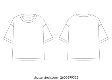 Vector apparel mockup in a minimal linear style. Clean outline illustration for showcasing clothing designs, branding, and prints. Ideal for fashion, e-commerce, and marketing visuals.