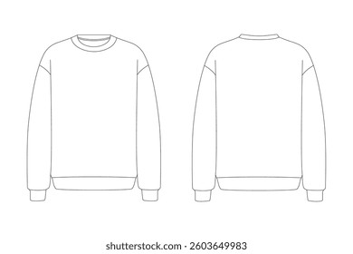 Vector apparel mockup in a minimal linear style. Clean outline illustration for showcasing clothing designs, branding, and prints. Ideal for fashion, e-commerce, and marketing visuals.