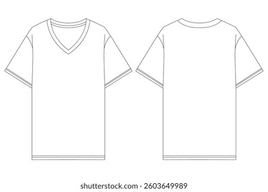 Vector apparel mockup in a minimal linear style. Clean outline illustration for showcasing clothing designs, branding, and prints. Ideal for fashion, e-commerce, and marketing visuals.