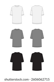Vector apparel mockup in a minimal linear style. Clean outline illustration for showcasing clothing designs, branding, and prints. Ideal for fashion, e-commerce, and marketing visuals.