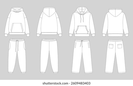 Vector apparel mockup in a minimal linear style. Clean outline illustration for showcasing clothing designs, branding, and prints. Ideal for fashion, e-commerce, and marketing visuals.