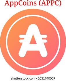 Vector AppCoins (APPC) digital cryptocurrency logo. AppCoins (APPC) icon. Vector illustration isolated on white background.