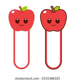 Vector Apple Bookmark Flat Design Illustration