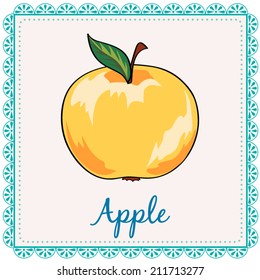 Vector apple. Cartoon yellow apple