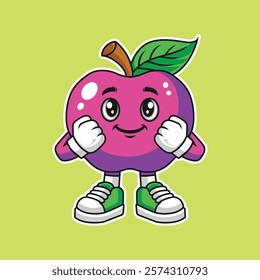 Vector apple character, apple mascot, apple illustration, apple sticker