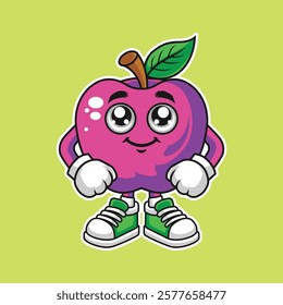 Vector apple character, apple mascot, apple illustration, apple sticker