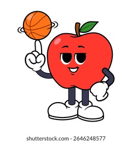 Vector Apple Character Spinning Basket Ball en Finger