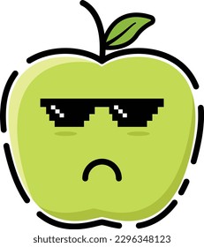 Vector apple in cute emoticon shape.