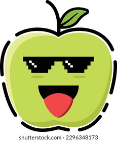 Vector apple in cute emoticon shape.