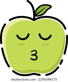 Vector apple in cute emoticon shape.