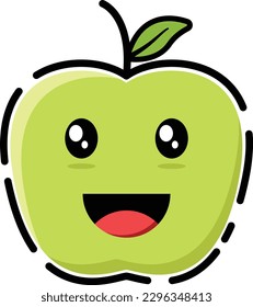 Vector apple in cute emoticon shape.