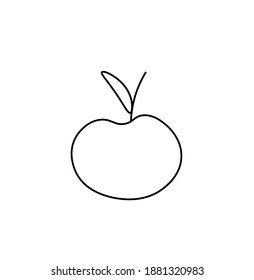 Vector apple in doodle style.One simple food.Illustration fruit for Chinese New Year with black line hand drawn.Design for menus,cards,stickers,prints,social networks,web.  