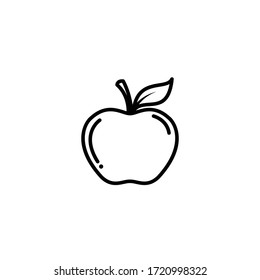 Vector apple drawing with black strokes on white background