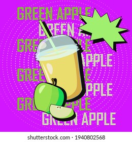 Vektor-Apfelsaftcocktail im Pop-Art-Stil