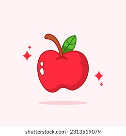 Vector apple fruit cartoon icon illustration