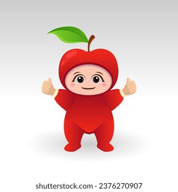 Vector Apple fruit kawaii cartoon character vector funny Apple fruit kawaii illustration