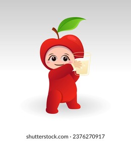 Vector Apple fruit kawaii cartoon character vector funny Apple fruit kawaii illustration