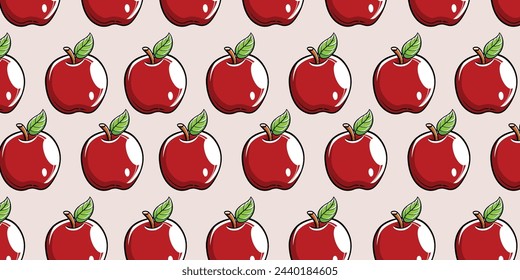 Vector apple fruit with seamless pattern background